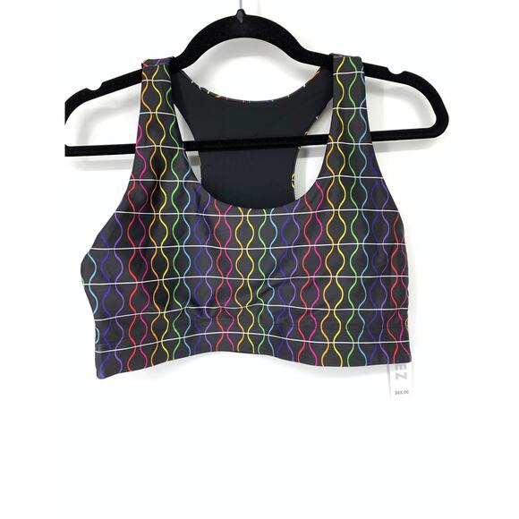 TEREZ Bra Women's Size Large Hi-Shine Sports Rainbow Multicolor NWT - Picture 1 of 4